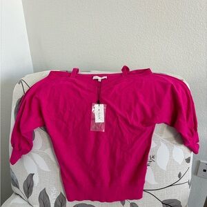 MILLY Drama Cold Shoulder Dolman Sleeve Top Raspberry NWT